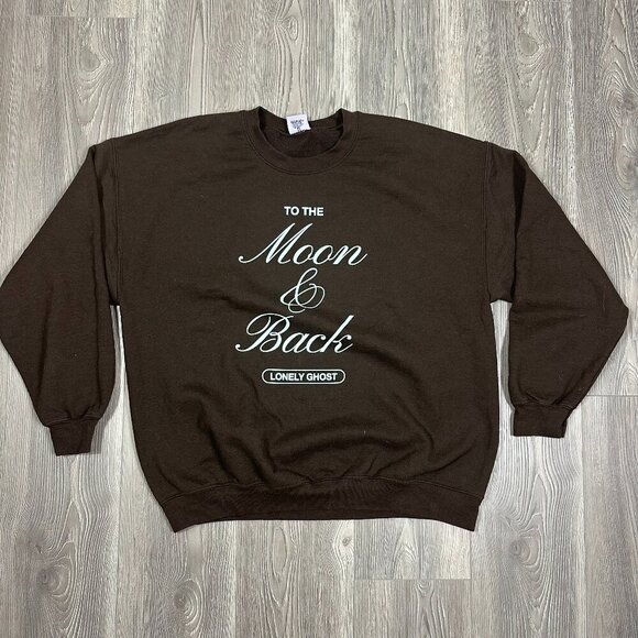 Lonely Ghost To The Moon and Back Brown Crewneck Sweatshirt XL - Picture 1 of 6